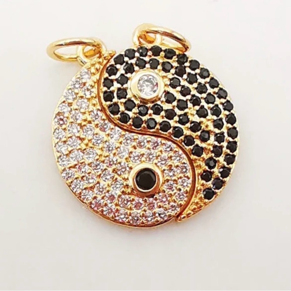 Gold Black Yin Yang Charm Pendant Set | Balance Spiritual DIY Jewelry Gift